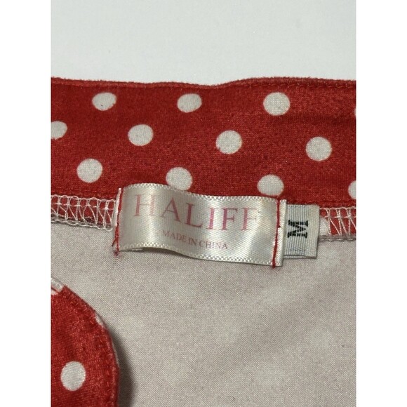 Halife Red with White Polka Dot Sleeveless V-Neck Tunic Tank Top Size M - Picture 3 of 3